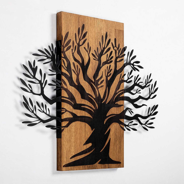 Décoration murale en métal et bois Arbre - 59,90