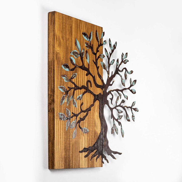 Décoration murale en métal et bois Arbre - 54,90