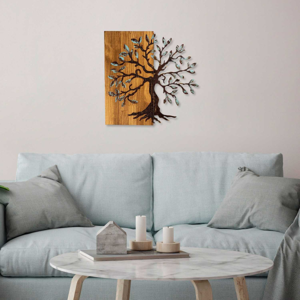 Décoration murale en métal et bois Arbre - 6