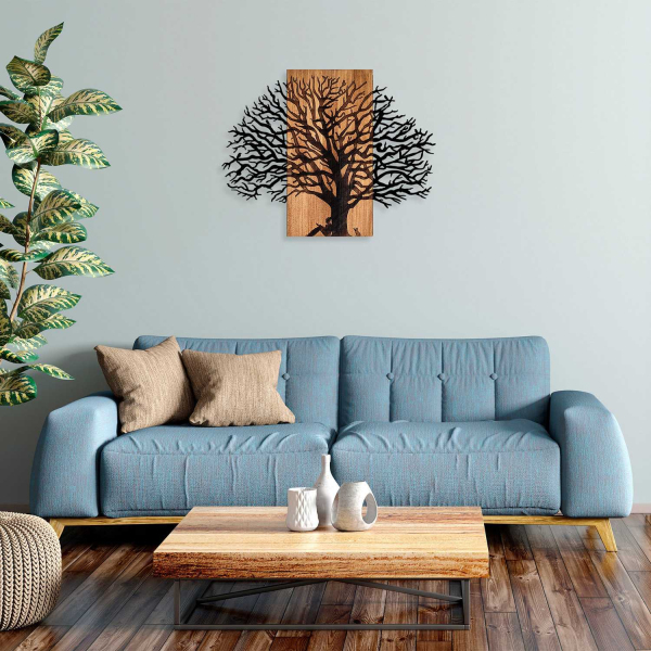 Décoration murale en métal et bois Arbre - 5