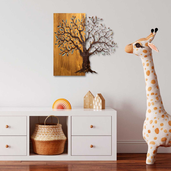 Décoration murale en métal et bois Arbre - 6