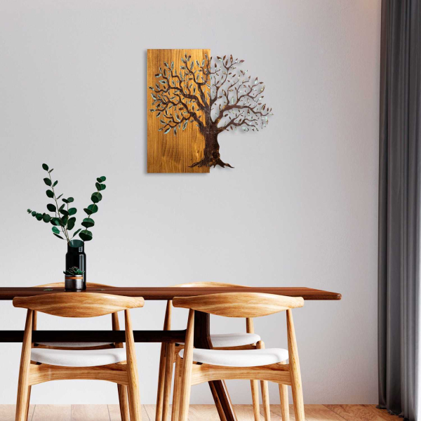 Décoration murale en métal et bois Arbre - 7
