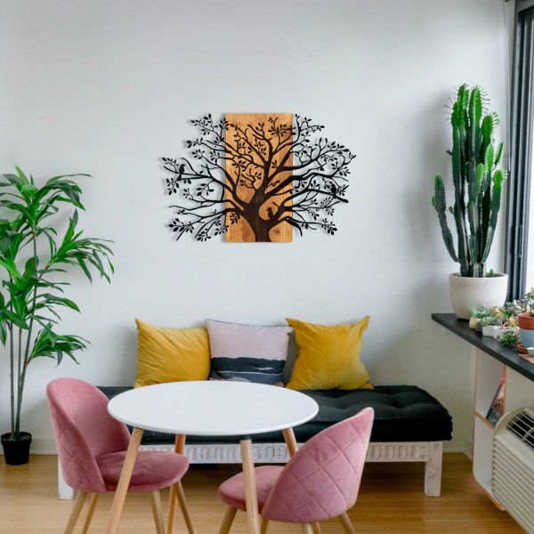 Décoration murale en métal et bois Arbre - HANAH HOME
