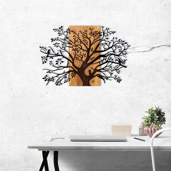 Décoration murale en métal et bois Arbre - 5