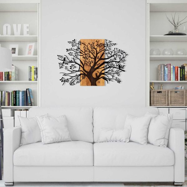 Décoration murale en métal et bois Arbre - 6