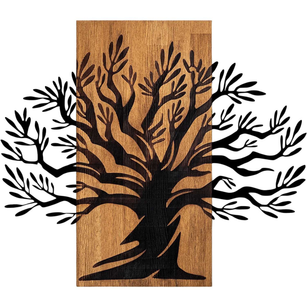 Décoration murale en métal et bois Arbre