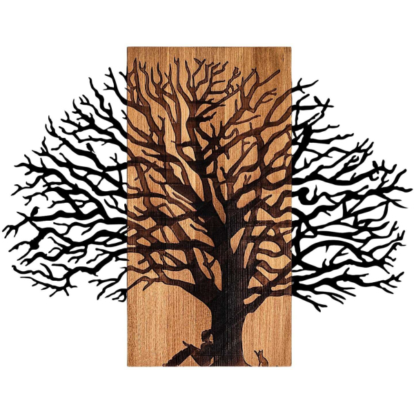 Décoration murale en métal et bois Arbre