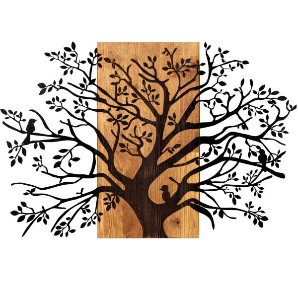 Décoration murale en métal et bois Arbre