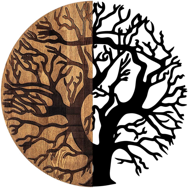 Décoration murale en métal et bois Arbre