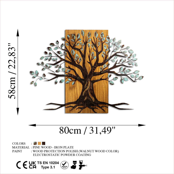 Décoration murale en métal et bois Arbre - ASI-2019