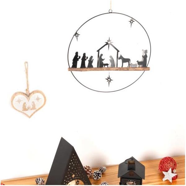 Décoration murale métal et bois Crèche de noel - AUBRY GASPARD