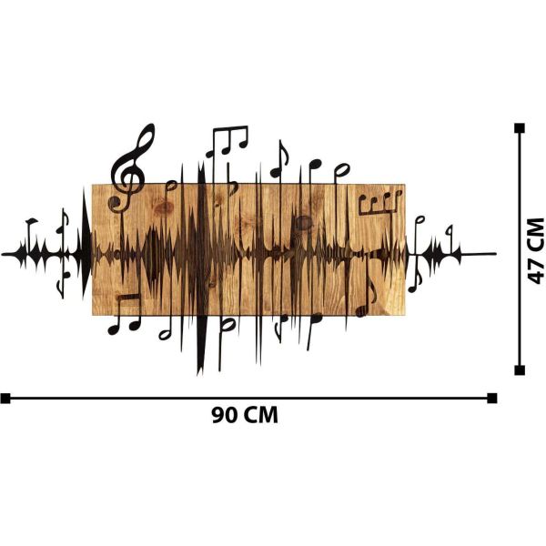Décoration murale en métal et bois Notes de musique 90 x 47 cm - ASI-0112