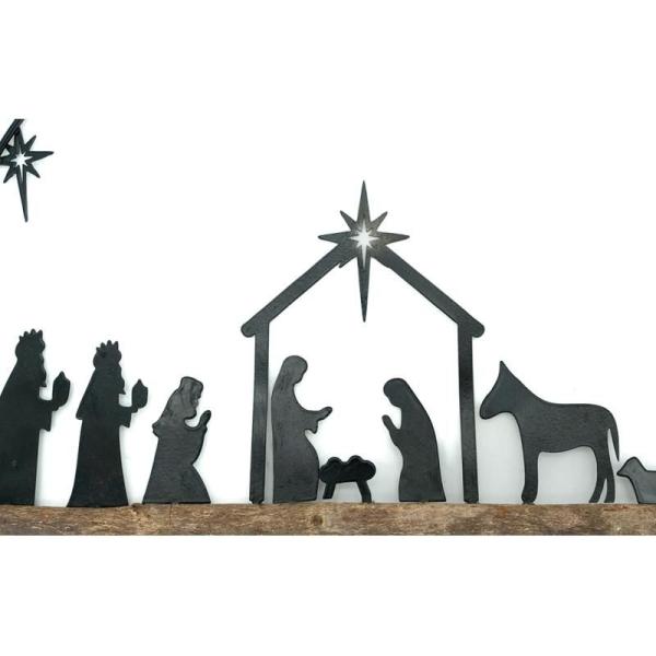 Décoration murale métal et bois Crèche de noel - 5