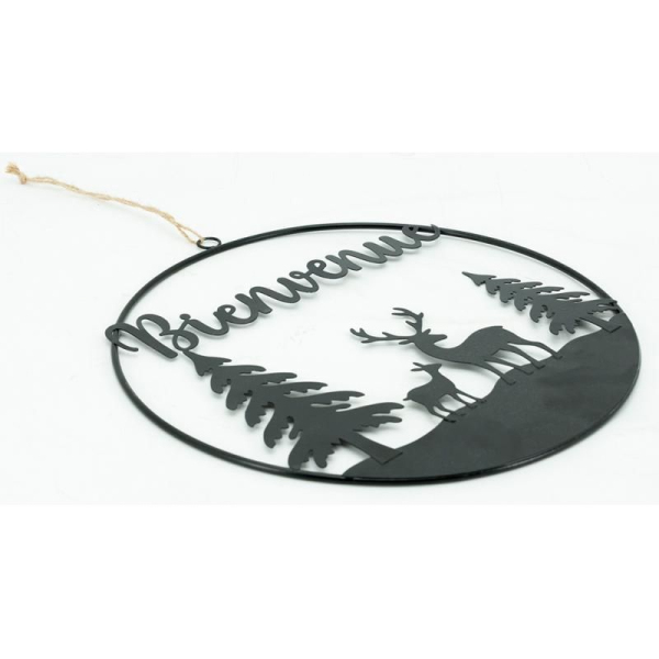 Décoration murale métal et bois Bienvenue - 19,90