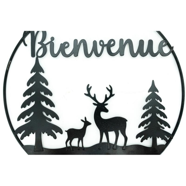 Décoration murale métal et bois Bienvenue - 5