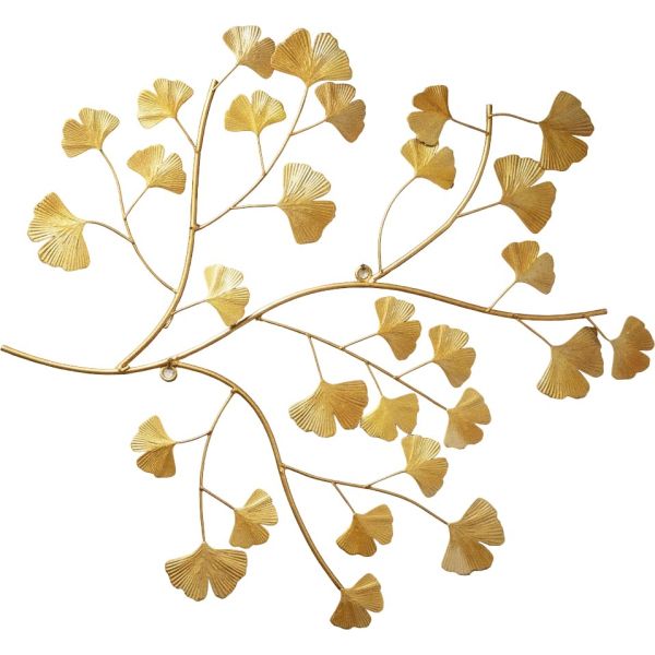 Décoration murale en métal doré Ginko
