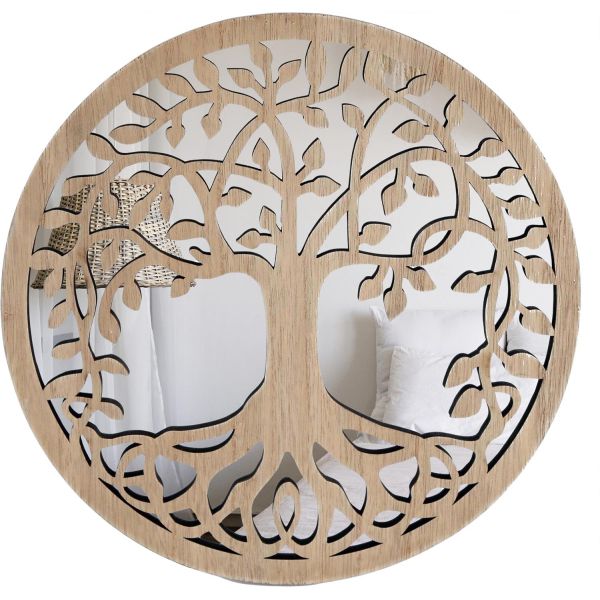 Décoration murale avec miroir Arbre de vie 35 cm
