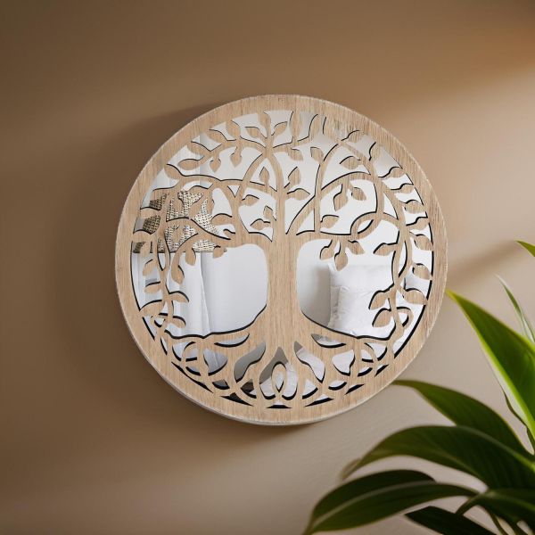 Décoration murale avec miroir Arbre de vie 35 cm - SIL