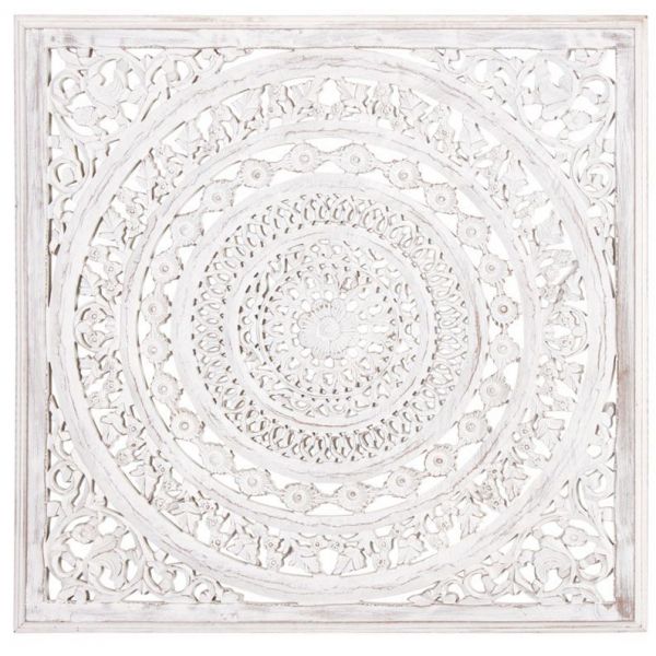 Décoration murale sculptée medium blanchi