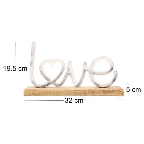 Décoration à poser en aluminium et bois de manguier 32 x 19 cm - SIL