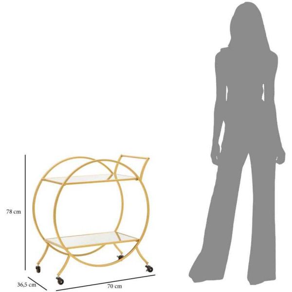 Desserte en métal doré et verre Trolley 70 x 36.5 x 78 cm - MAU-0424