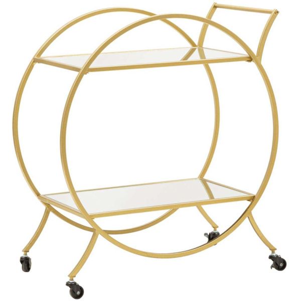 Desserte en métal doré et verre Trolley 70 x 36.5 x 78 cm