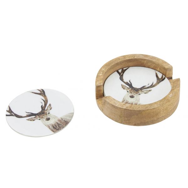 Dessous de verre Cerfs en métal (Lot de 6) - AUB-4860