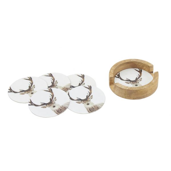 Dessous de verre Cerfs en métal (Lot de 6)