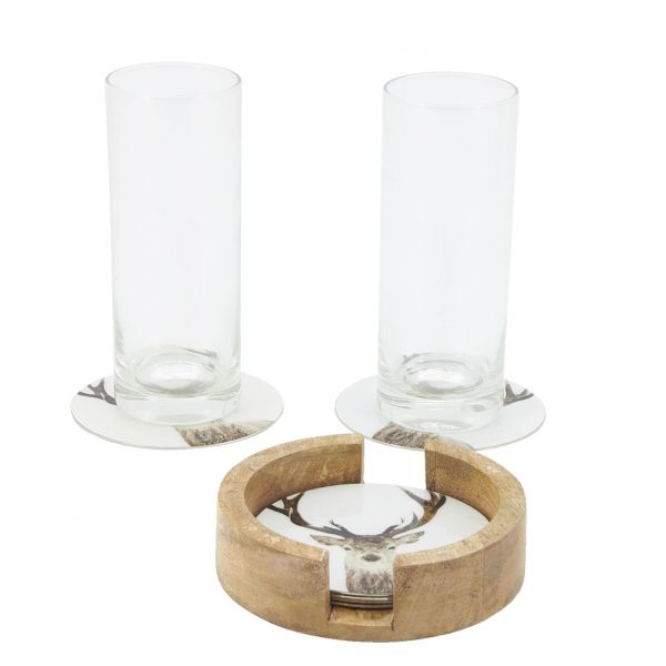 Dessous de verre Cerfs en métal (Lot de 6) - AUBRY GASPARD