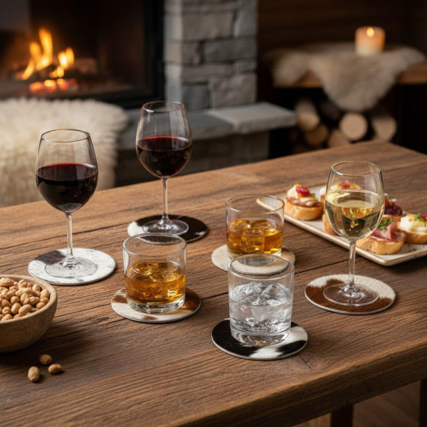 Dessous de verre en peau de vache (Lot de 6) - AUBRY GASPARD