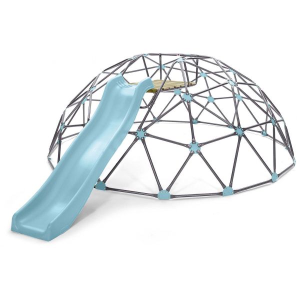 Dôme d'escalade en métal et bois avec toboggan (toboggan doublevague)