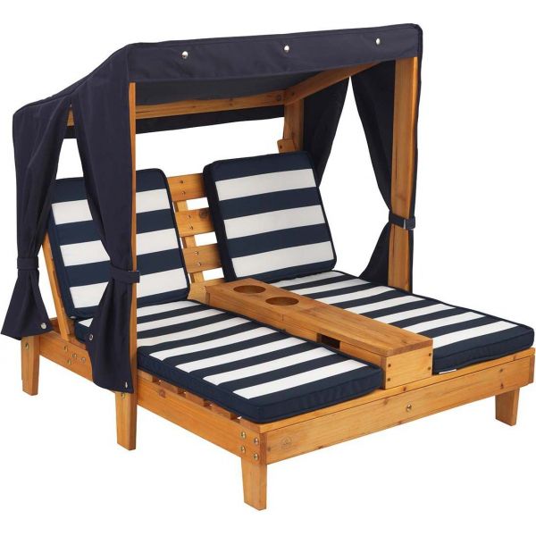 Double Chaise longue enfant avec porte-gobelets