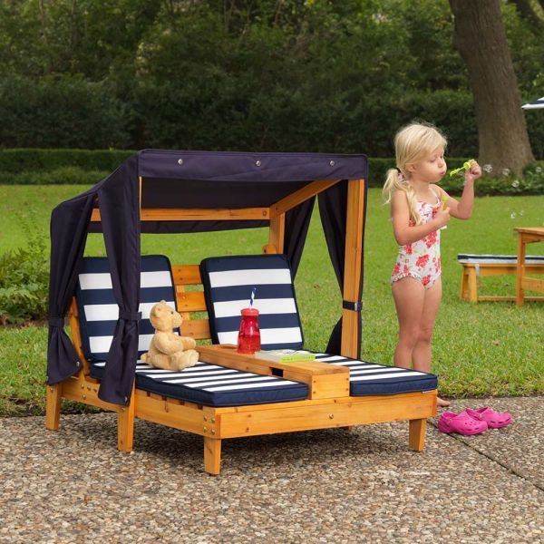 Double Chaise longue enfant avec porte-gobelets - 5