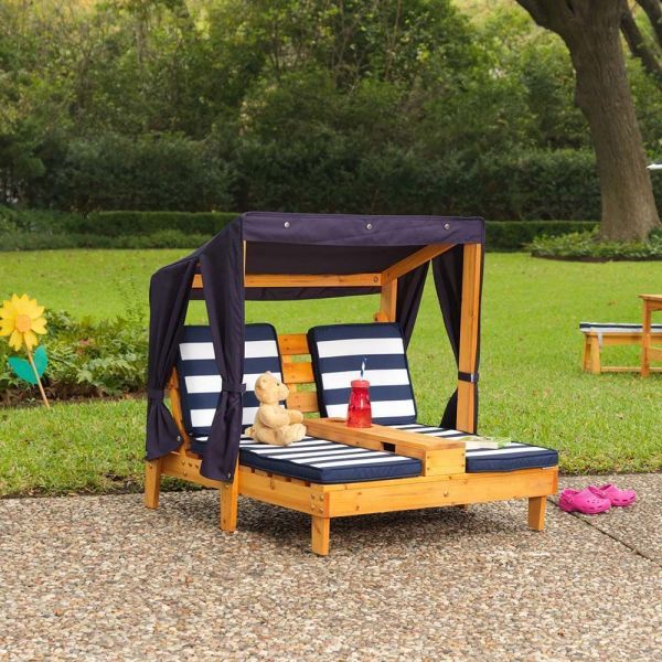 Double Chaise longue enfant avec porte-gobelets - 179
