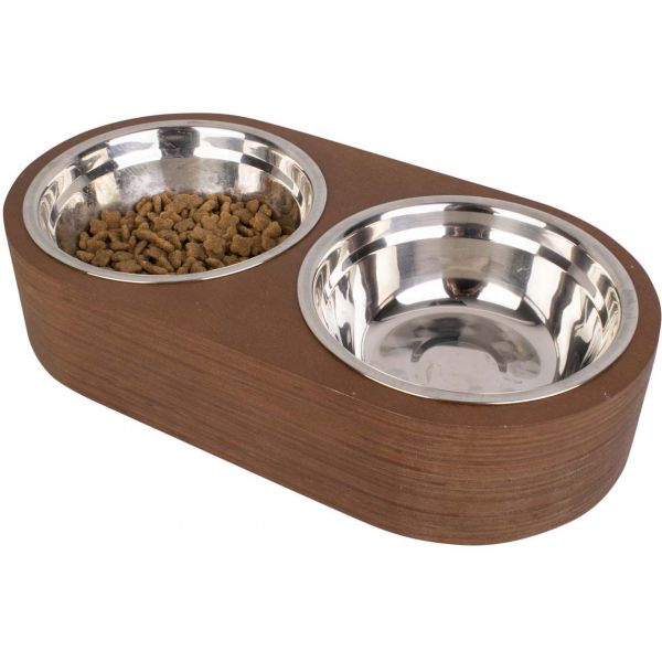 Double gamelle chien et chat bois foncé - 44,90