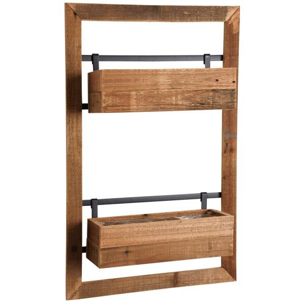 Double jardinière murale en bois Lofty