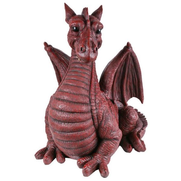 Dragon ailé rouge en résine 51 cm - VID-0157