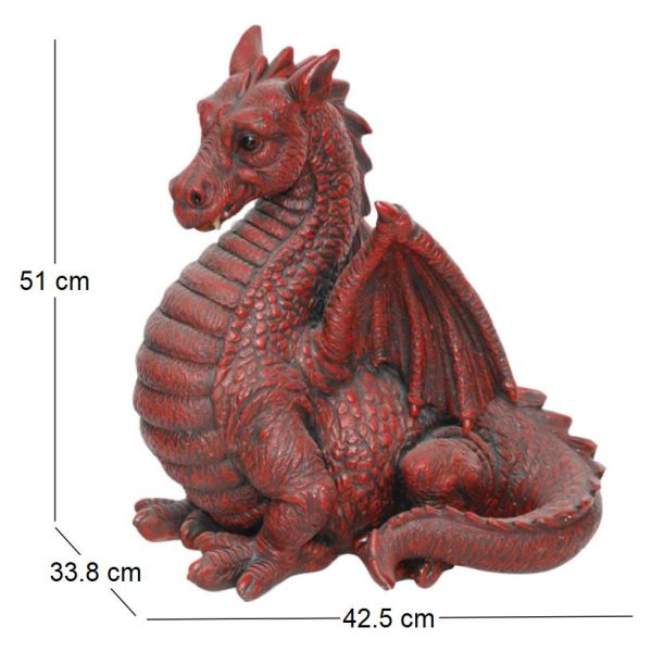 Dragon ailé rouge en résine 51 cm - 5