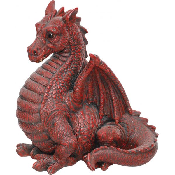Dragon ailé rouge en résine 51 cm