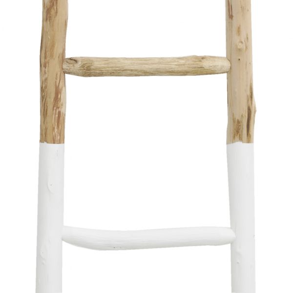 Echelle en bois naturel et blanc - AUB-4704