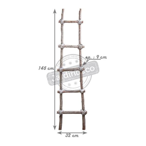 Echelle en bois patiné blanc (Lot de 2) - 89,90