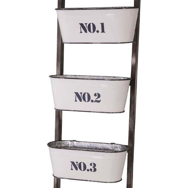 Echelle 5 paniers en fer et bois - ANT-0758