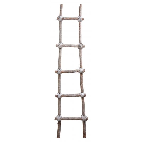 Echelle en bois patiné blanc (Lot de 2) - AUB-2154