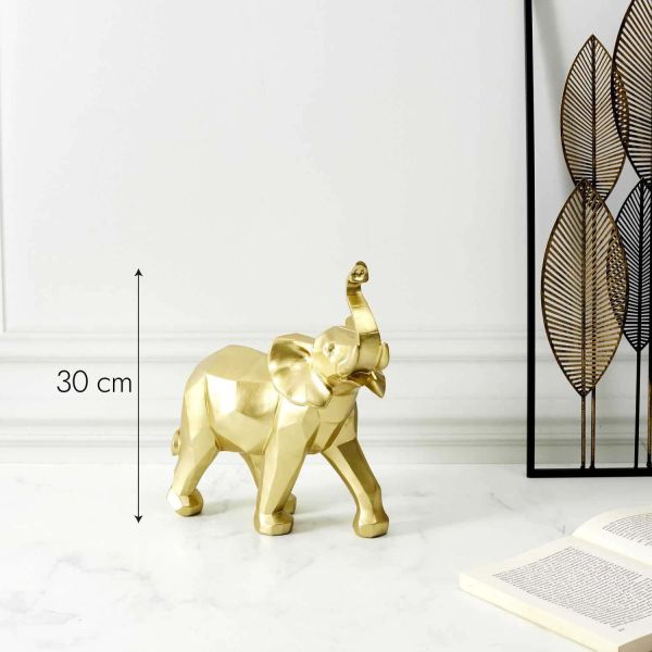 Eléphant en polyrésine dorée Origami 27.5 x 14 x 30 cm - 33,90