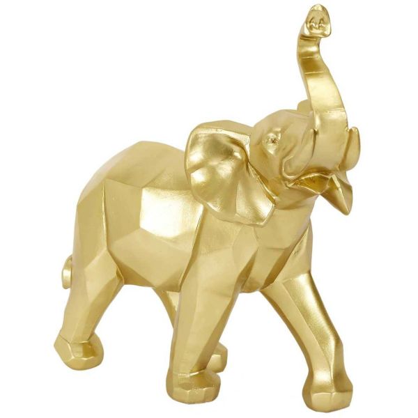 Eléphant en polyrésine dorée Origami 27.5 x 14 x 30 cm