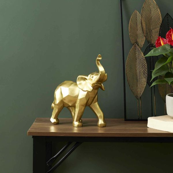 Eléphant en polyrésine dorée Origami 27.5 x 14 x 30 cm - THE HOME DECO FACTORY