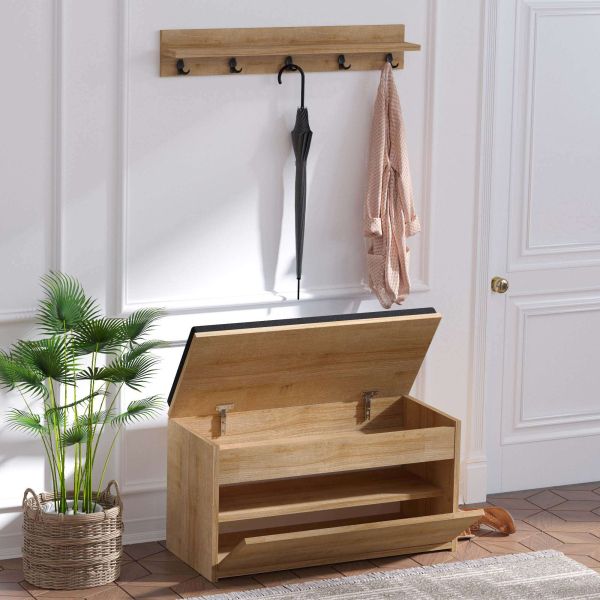 Ensemble banc meuble à chaussures avec étagère Boby - 129