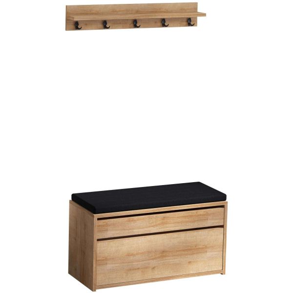 Ensemble banc meuble à chaussures avec étagère Boby