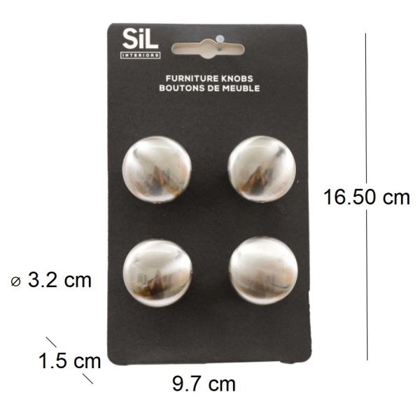 Ensemble de 4 boutons de meuble en alu - SIL