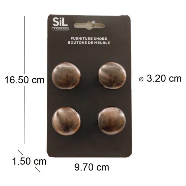 Ensemble de 4 boutons de meuble en alu - SIL